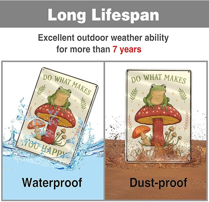 Funny Frog on Mushroom Metal Sign - Image 6