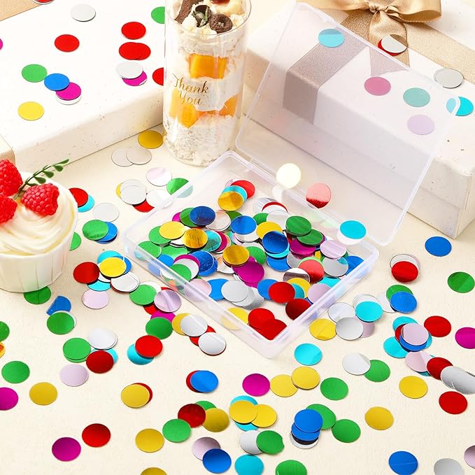 MARFOREVER Multicolor Foil Confetti, Glitter Round Confetti Rainbow Circle Dots - Image 5