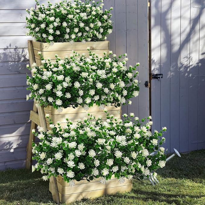 10 Bundles Artificial Fake Flowers, Faux Outdoor Plastic Plants UV Resistant - Image 3