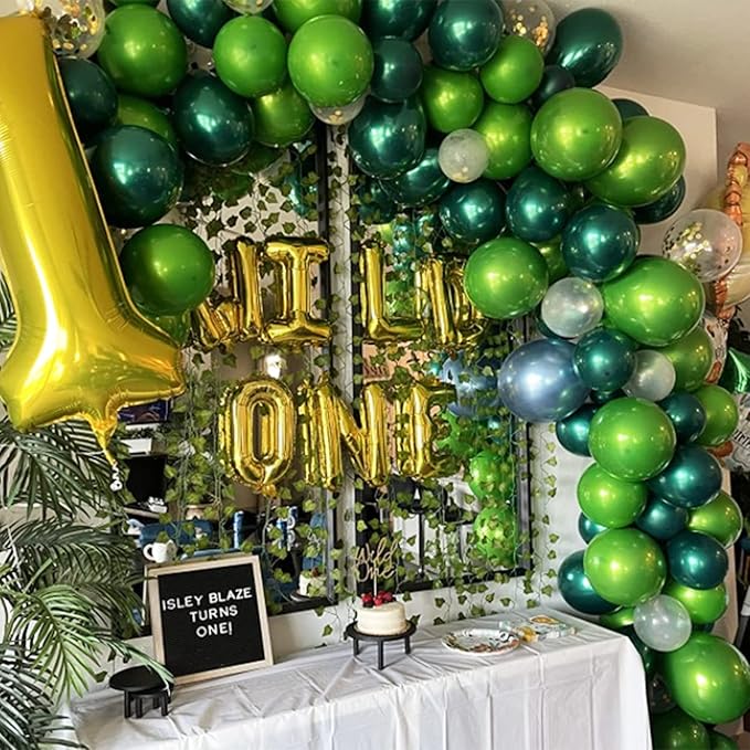 Chrome Green Balloons 12 Inch, Double Stuffed Metallic Dark Green Balloons - Image 5