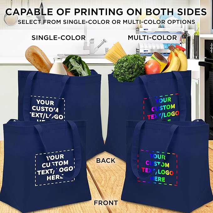 DISCOUNT PROMOS Custom Southern Style Grocery Tote Bags Set of 10 - Image 6