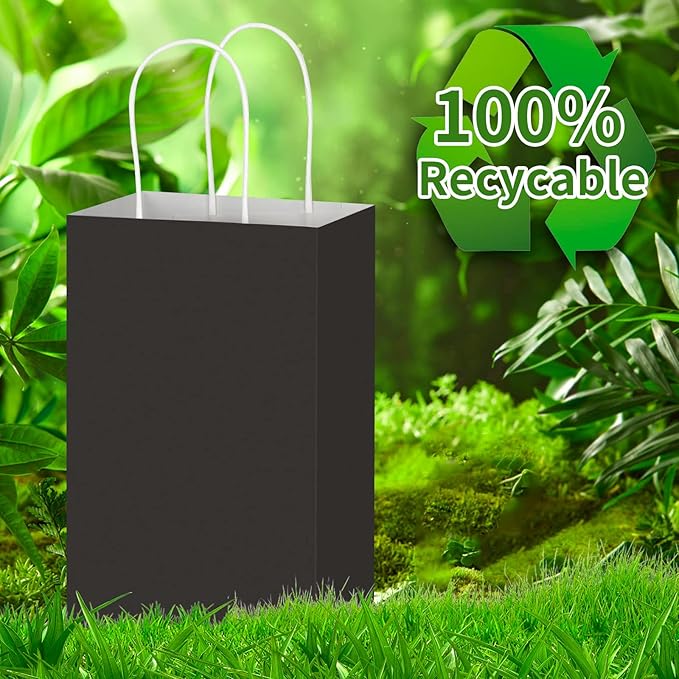 Toovip 50 Pack 5.25x3.25x8.25 Inch Small Black Kraft Paper Bags - Image 4