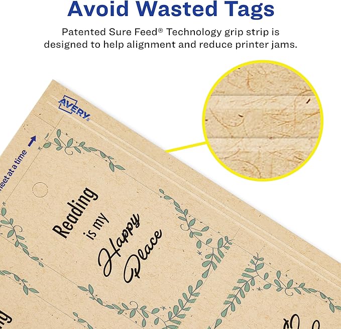 Avery Kraft Brown Rectangle Tags, Sure Feed Technology, Laser/Inkjet Printable - Image 2