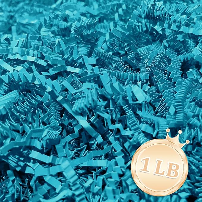 1 LB Lake Blue Crinkle Cut Paper Shred Filler Great by Zankubom