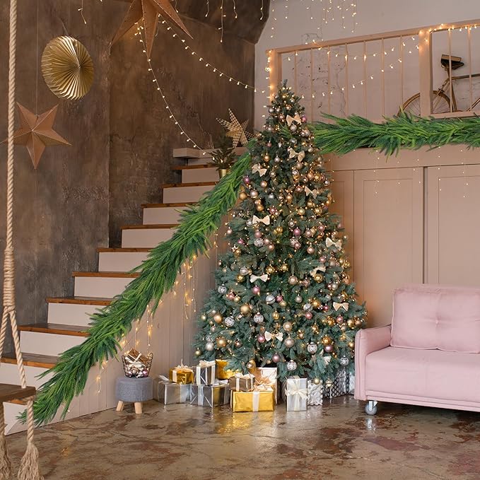 1 Pcs Artificial Norfolk Pine Garlands Christmas, 15 FT Dense Real Touch Winter - Image 4