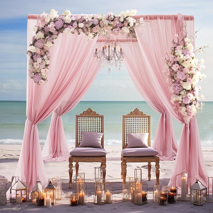 Wedding Arch Draping Fabric, 1 Panel 30" x 20Ft Dusty Rose Sheer Curtain Drapes - Image 8