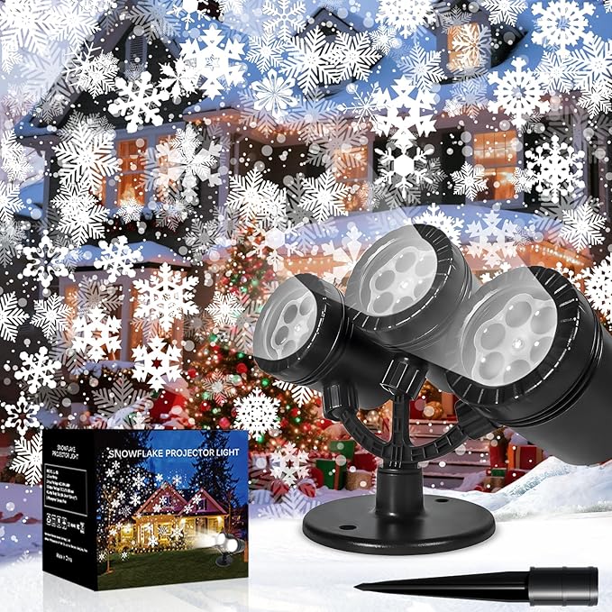 Christmas Snowflake Projector Lights Outdoor, Timing Mode Upgrade 3-Head by Forlivese