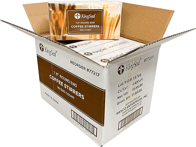 5000 Count | KingSeal Natural Birch Wood Coffee Beverage Stirrers, Stir Sticks - Image 6