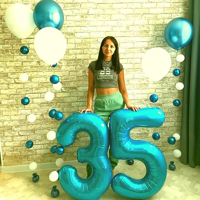 Large 40 Inch Blue 3 Number Balloon, 3 13 23 30 33 36 38 Blue Birthday Party - Image 4