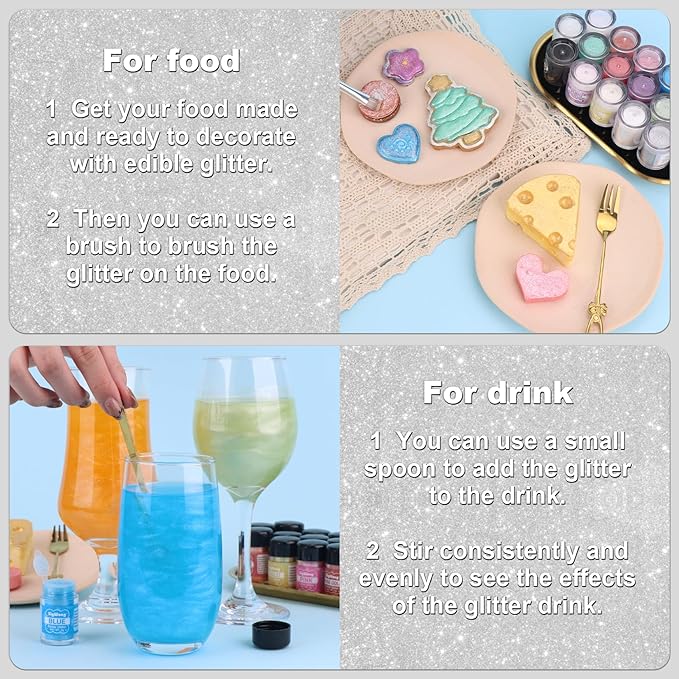 Silver Edible Glitter - 5g Food Grade Cake Decorating Shimmering Glitter - Image 4