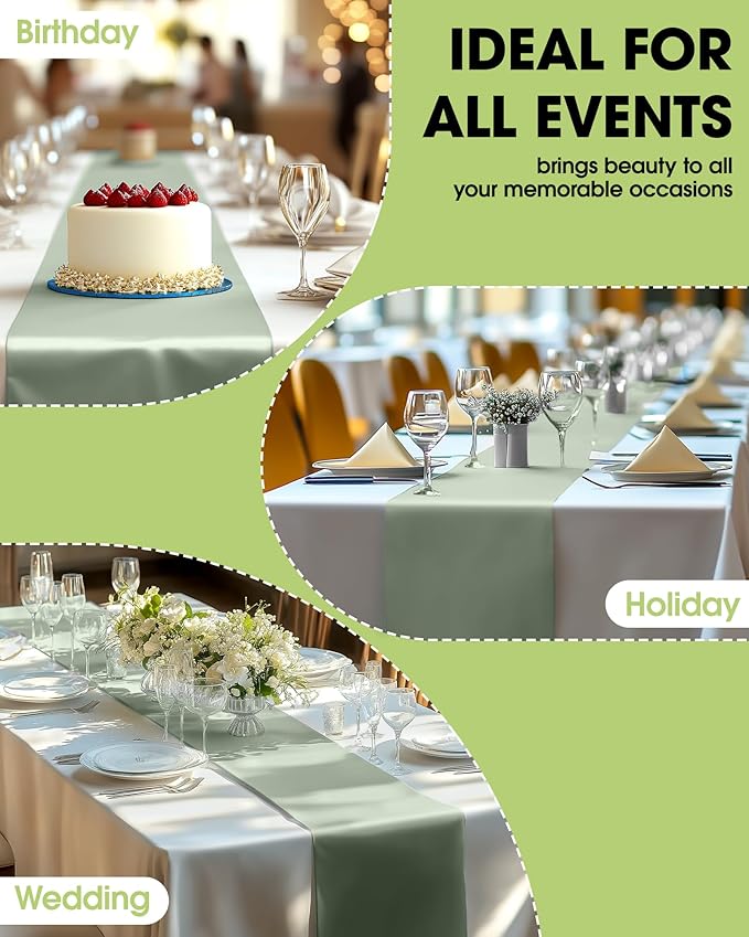 Pureegg Sage Green Plastic Table Runners - Image 6