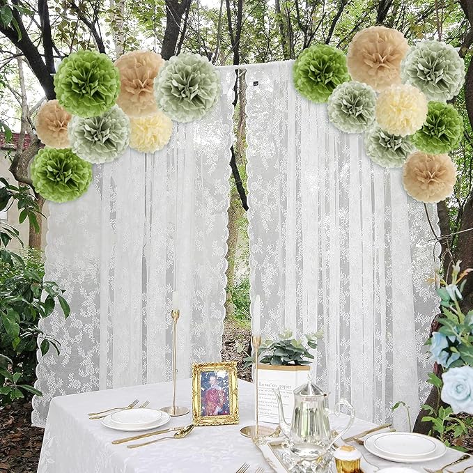 Olive Sage Green Tissue Paper Pom Poms Safari Jungle Party Decorations Paper - Image 4