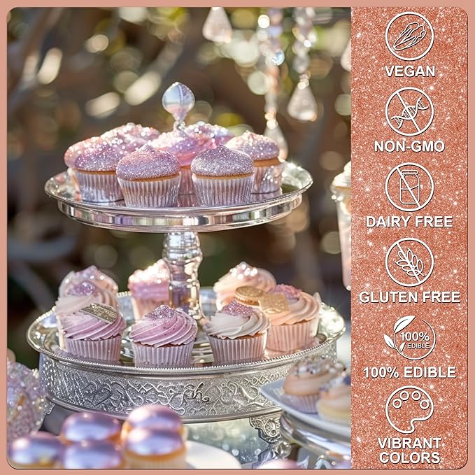 Rose Gold Edible Glitter - 5g Food Grade Cake Decorating Shimmering Glitter - Image 3