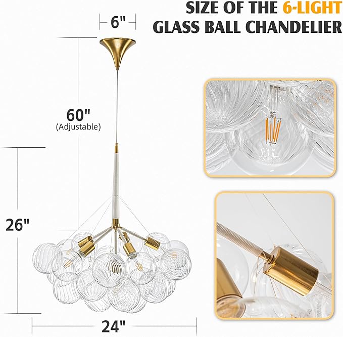 Mid-Century Bubble Globe Chandelier, Kitchen Island, Dining Room - Image 4