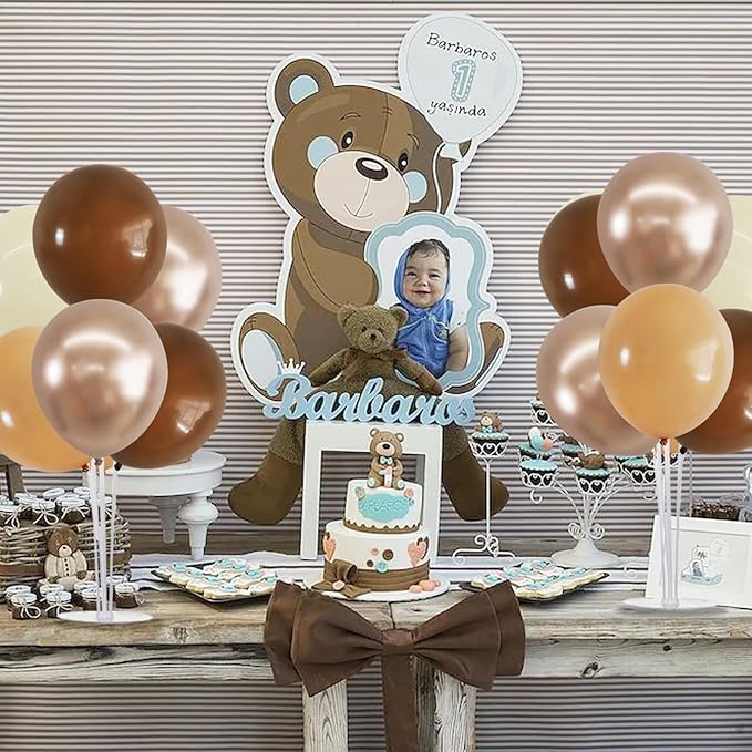 TONIFUL 4 Set Brown Champagne Gold Balloon Stand Centerpiece Table Decorations - Image 4