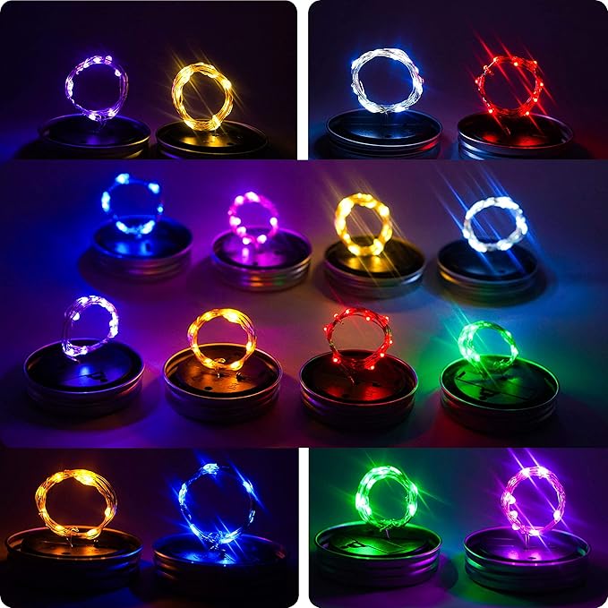 Upgraded Solar Mason Jar Lights, 8 Pack 10 LED Waterproof Fairy Firefly Jar - Image 7