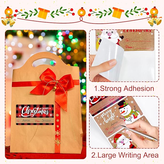 500 PCS Vintage Christmas Gift Tags, Christmas Name Tags Stickers Roll - Image 4