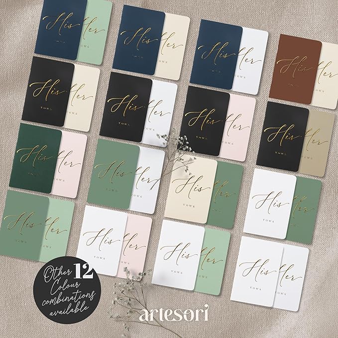 ARTESORI Wedding Vow Book for Her & Him, Soft Touch, 28 Lined Pages, Wedding - Image 3