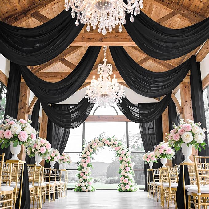 FUHSY Wedding Ceiling Drapes Black Ceiling Drapes - Image 2