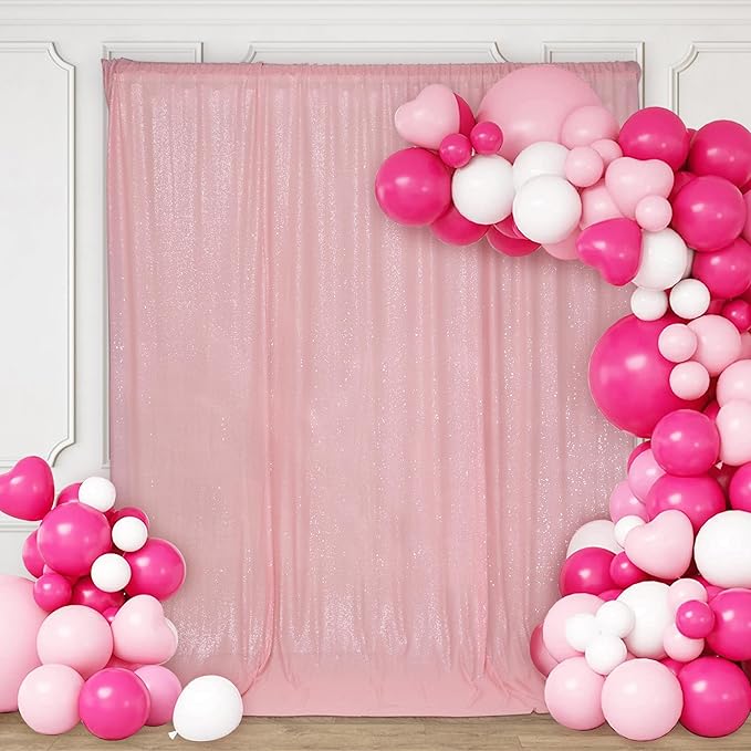 PartyDelight Sequin Backdrop Pink 6FTx8FT Wedding Background - Image 4