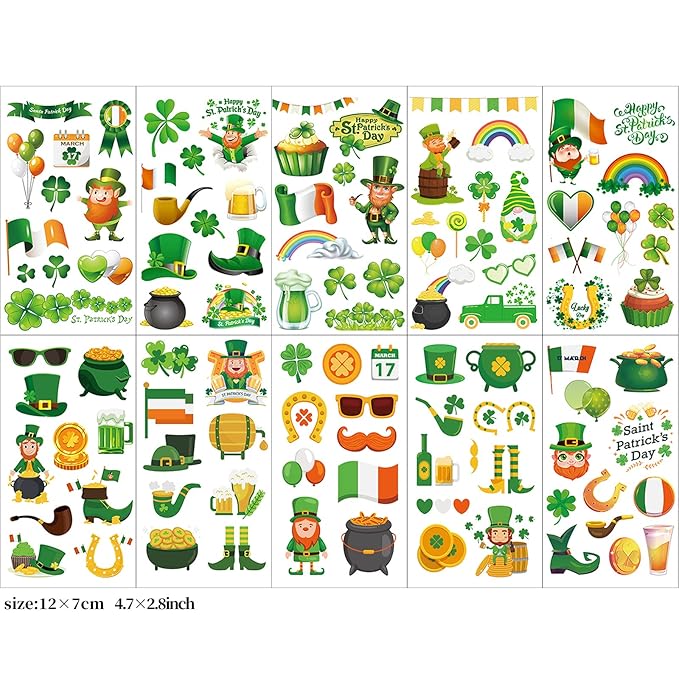 140+ Pcs St Patricks Day Tattoos, 34 Sheets Unique St. Patrick's Day Tattoos - Image 6