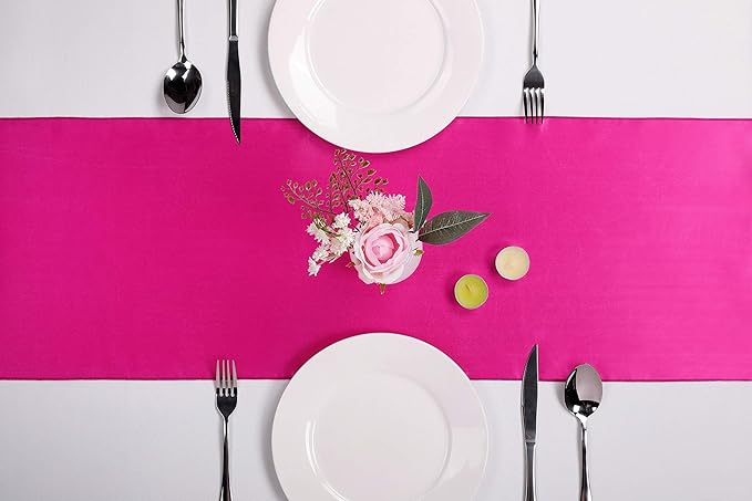 10-Pack Satin Table Runner Fuchsia 12 x 108 inches Long, Table Runners - Image 2