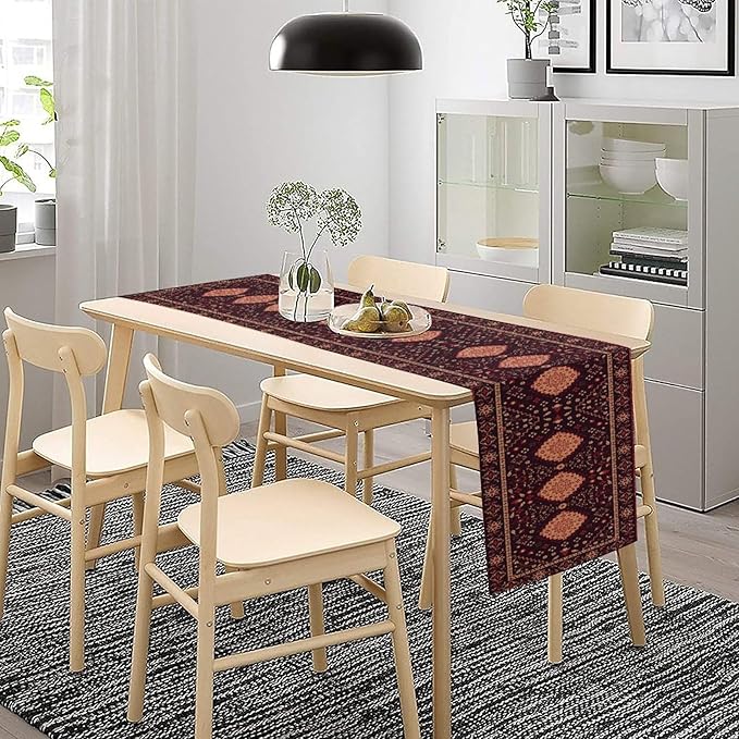 Vintage Boho Aztec Table Runner, Rustic Farmhouse Magical Kitchen Dining Home - Image 3