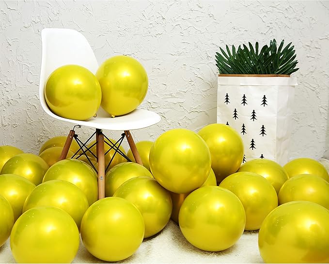 Metallic Yellow Balloong 50pcs 12 inch metallic chrome yellow balloons - Image 5