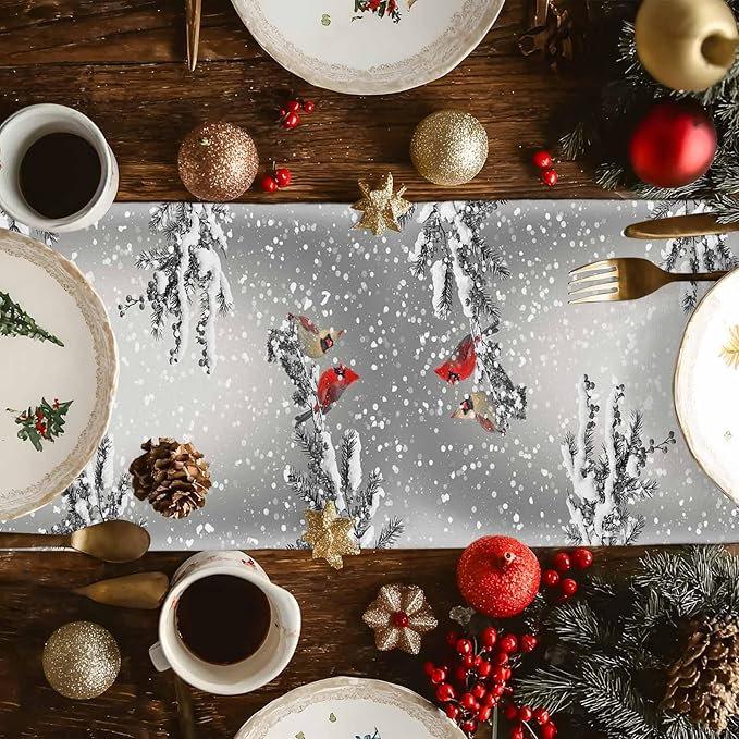 Christmas Snowman Cotton Linen Table Runner - Image 6