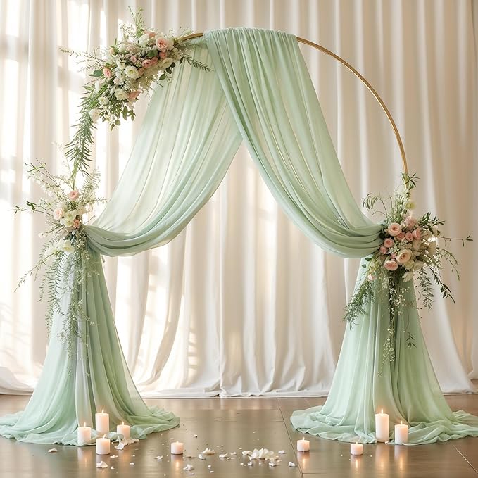 Wedding Arch Draping Fabric, 1 Panel 18FT Sage Green Arch Backdrop Drapes - Image 8