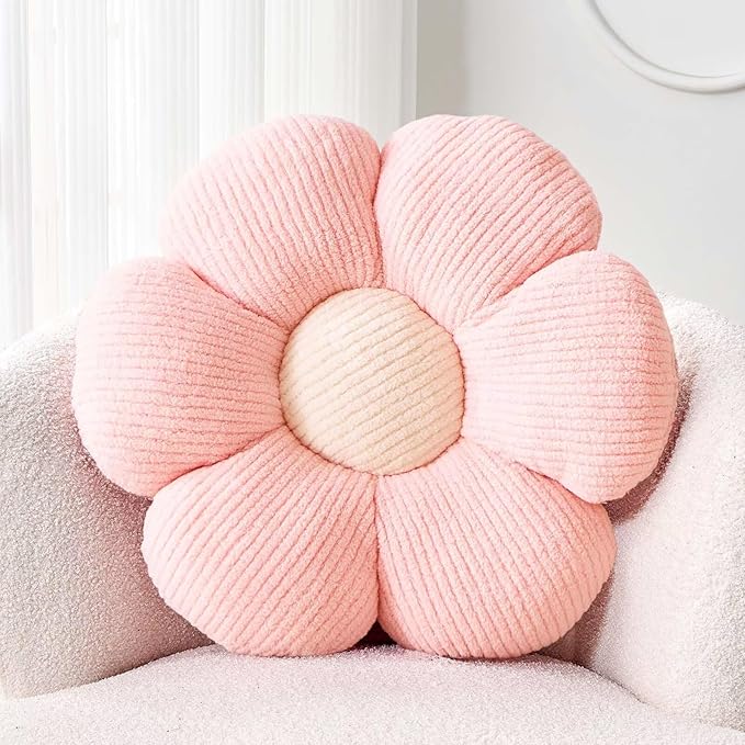 Flower Throw Pillow, Soft Light Pink 14.9" Shaped Floor Pillow by Kcvvcr