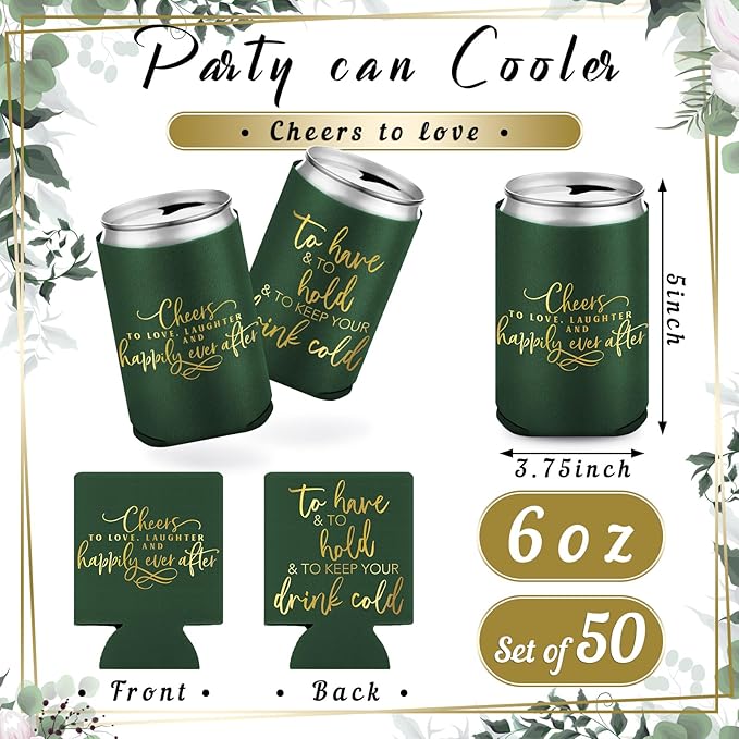 50 Pieces Wedding Can Cooler Bulk Engagement Party Favors - Image 6