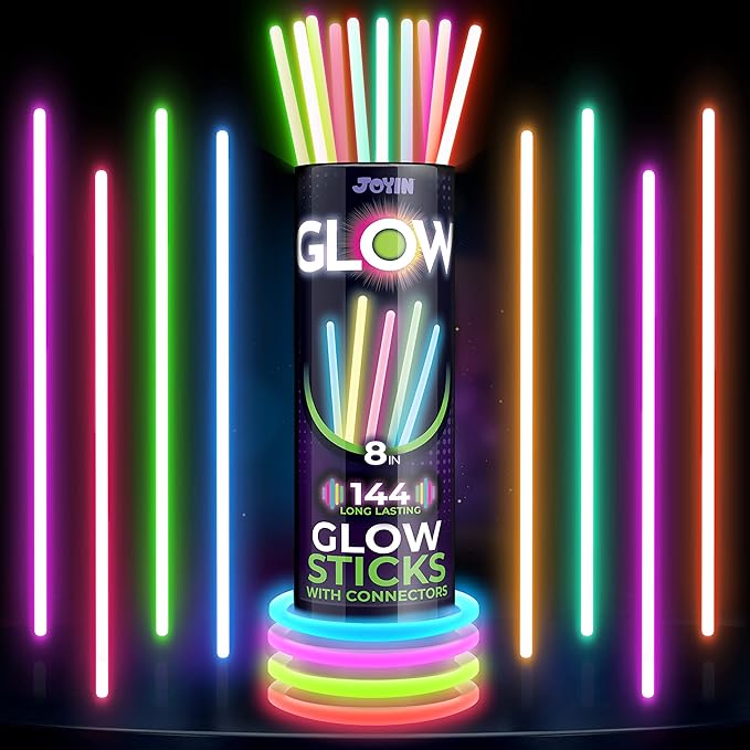 JOYIN 100 Pcs 8" Glowsticks, Halloween Supplies Pack, Bracelets Necklaces - Image 8