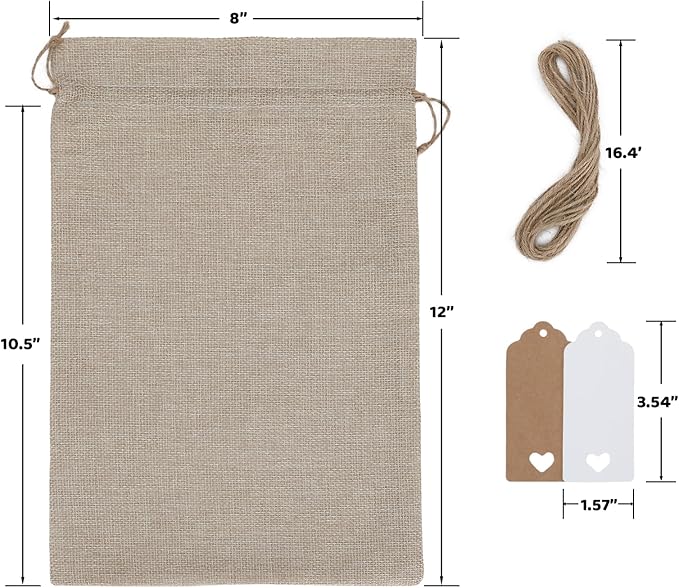 Tapleap Burlap Gift Bags with Drawstring - Image 2