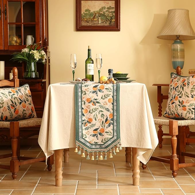 patdrea Designer Vintage Fresh Farmhouse Linen Table Runner 102 Inch Long - Image 2