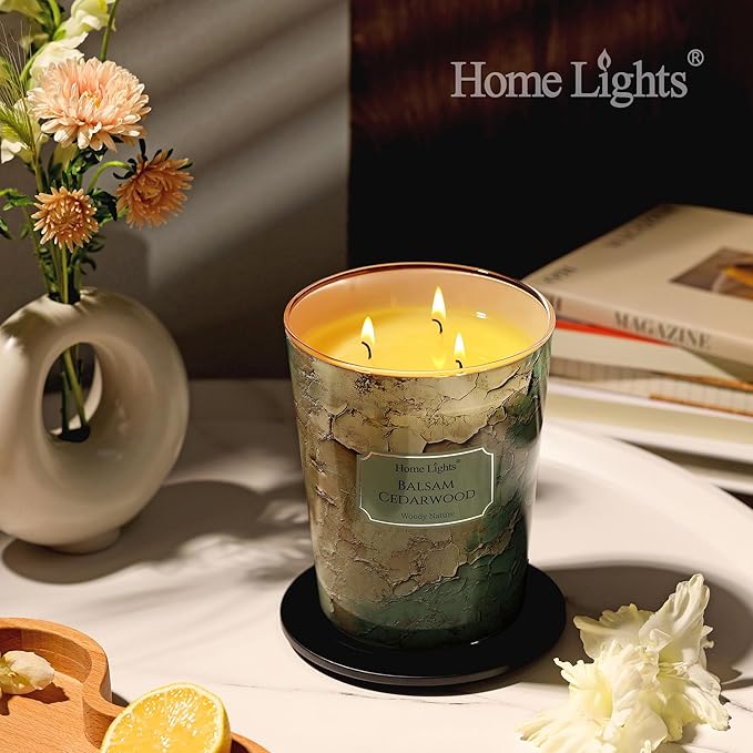 HomeLights Balsam Cedarwood Scented Candles | 34oz Soy Candles Industrial Chic - Image 4