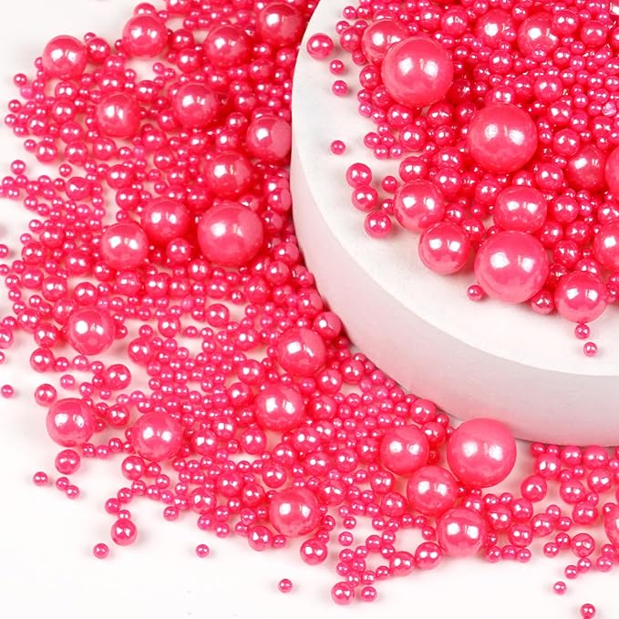 Deep Pink Pearl Sprinkles, Edible Candy Sugar Pearls, 150g/5.29oz, Baking Cake - Image 8