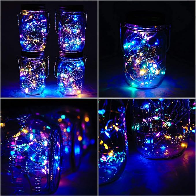 Solar Mason Jar Lid String Lights, 8 Pack 20 Led String Fairy Star Firefly Jar - Image 6