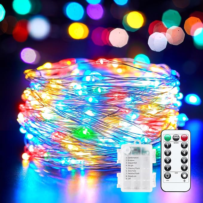 Minetom 66Ft 200 LED Outdoor String Lights, Fairy Lights Battery Operated by Minetom