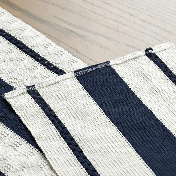 Artoid Mode Dark Blue Farmhouse Woven Rustic Table Runner, Seasonal Holiday - Image 5