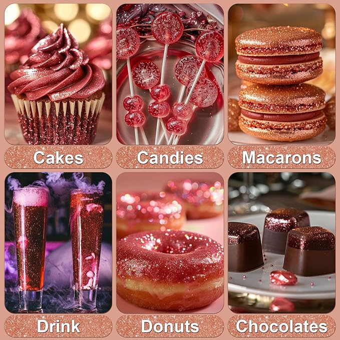 Rose Gold Edible Glitter - 5g Food Grade Cake Decorating Shimmering Glitter - Image 5