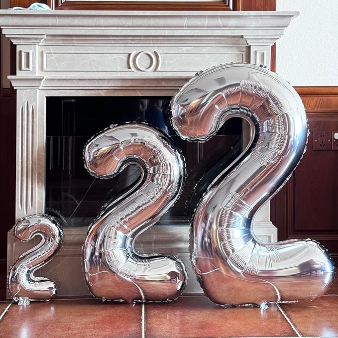 GOER Silver Number 2 Foil Balloons, Huge Number Balloons - Image 3