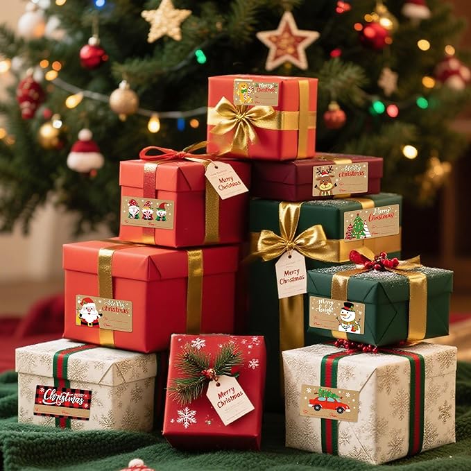 500 PCS Vintage Christmas Gift Tags, Christmas Name Tags Stickers Roll - Image 3