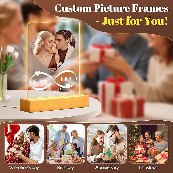 Custom Picture Frames with Photo, Personalized Photo Frame with Night Light - Image 8
