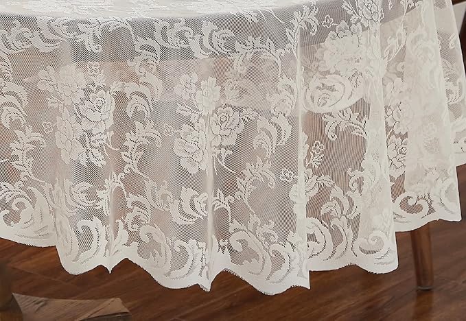 LinenZone Ivory Round Tablecloth - Image 3