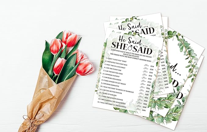 Bridal Shower Game Cards, He Said She Said Game, Tropical Jungle Theme - Image 4