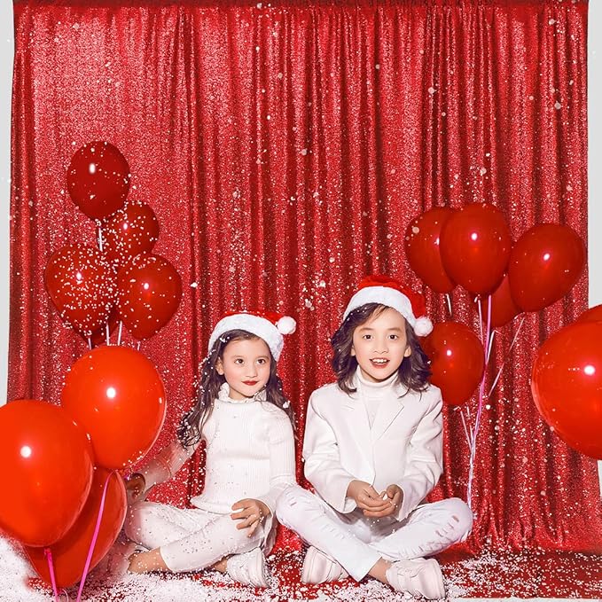 PartyDelight Dark Red Sequin Backdrop 10FTx10FT Wedding Curtain Special Events - Image 7