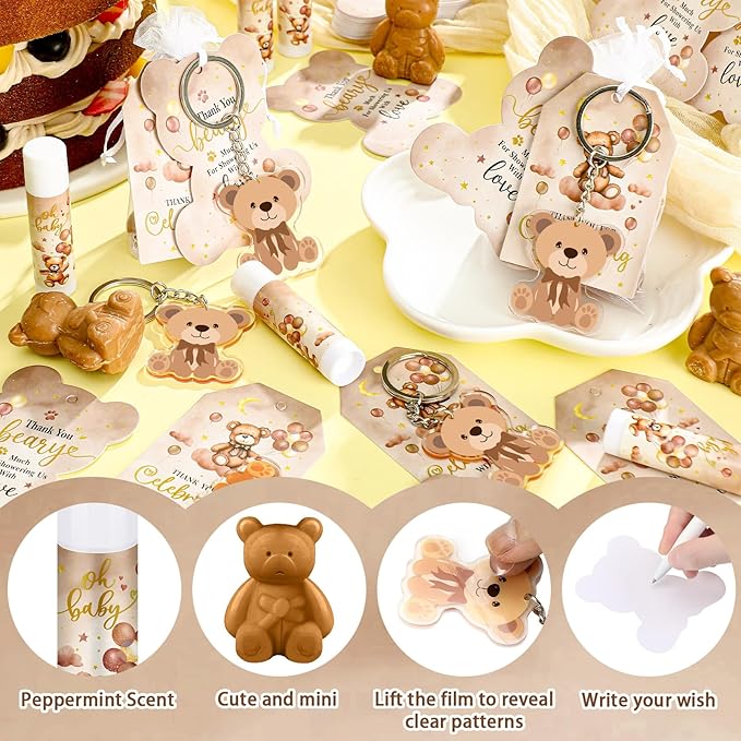 288 Baby Shower Favors: 48 Sets of Lip Balms, Organza Bags, Thank You Tags & - Image 3