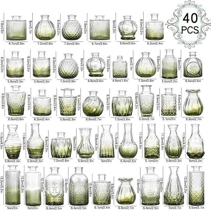 Bud Vases Set of 40 Pcs, Small Flower Vases - Image 3