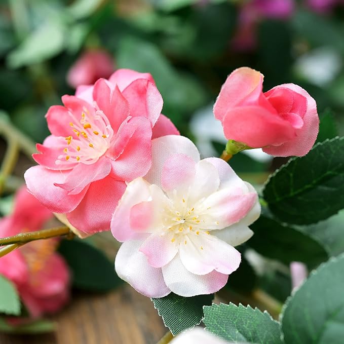 FiveSeasonStuff Bendable Posh Pink Flower Garlands, Artificial Silk Wild Roses - Image 7